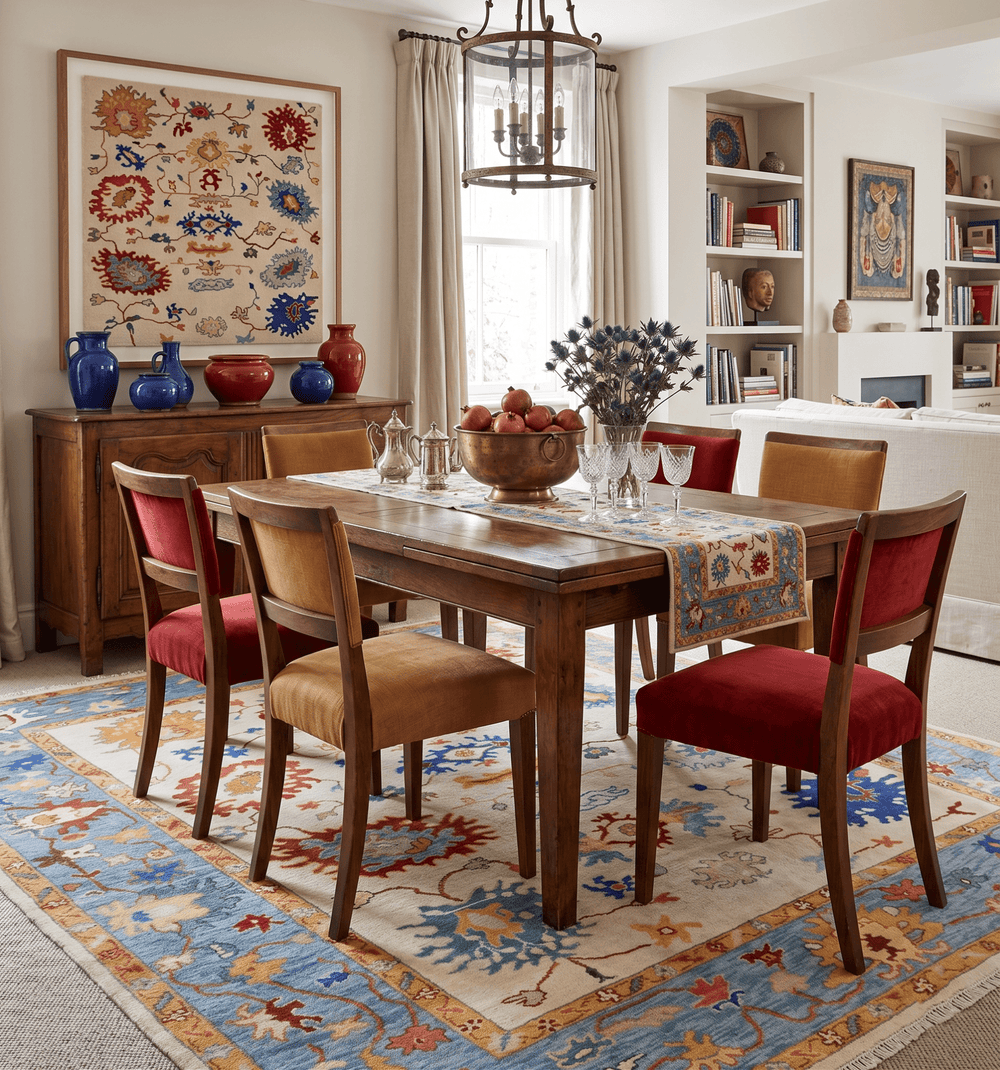 Beige, Blue and Brown Traditional Oushak Hand Knotted Custom made Wool Area Rug - The Rug Decor