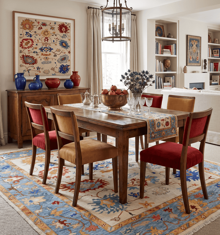 Beige, Blue and Brown Traditional Oushak Hand Knotted Custom made Wool Area Rug - The Rug Decor