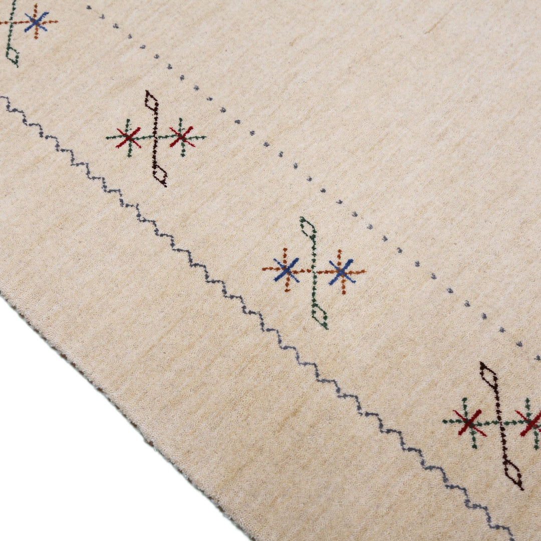 Beige Border Design Hand Loomed Wool Area Rug - The Rug Decor