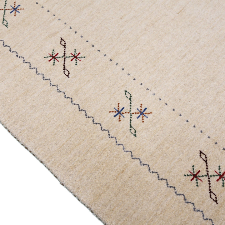Beige Border Design Hand Loomed Wool Area Rug - The Rug Decor