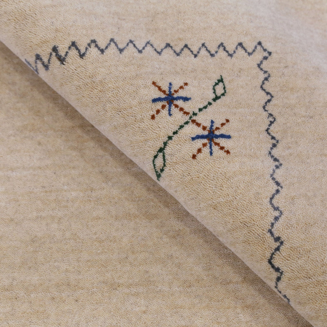 Beige Border Design Hand Loomed Wool Area Rug - The Rug Decor