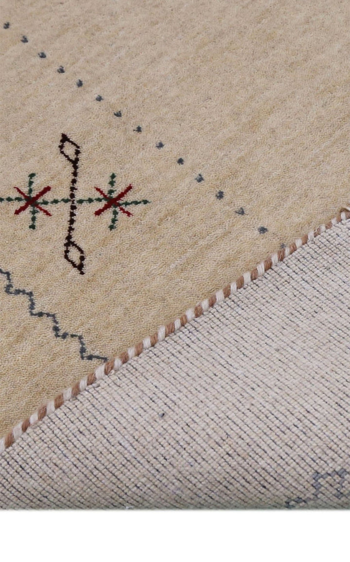 Beige Border Design Hand Loomed Wool Area Rug - The Rug Decor