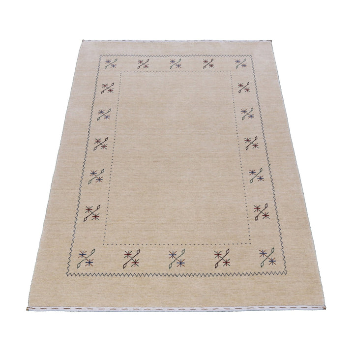 Beige Border Design Hand Loomed Wool Area Rug - The Rug Decor