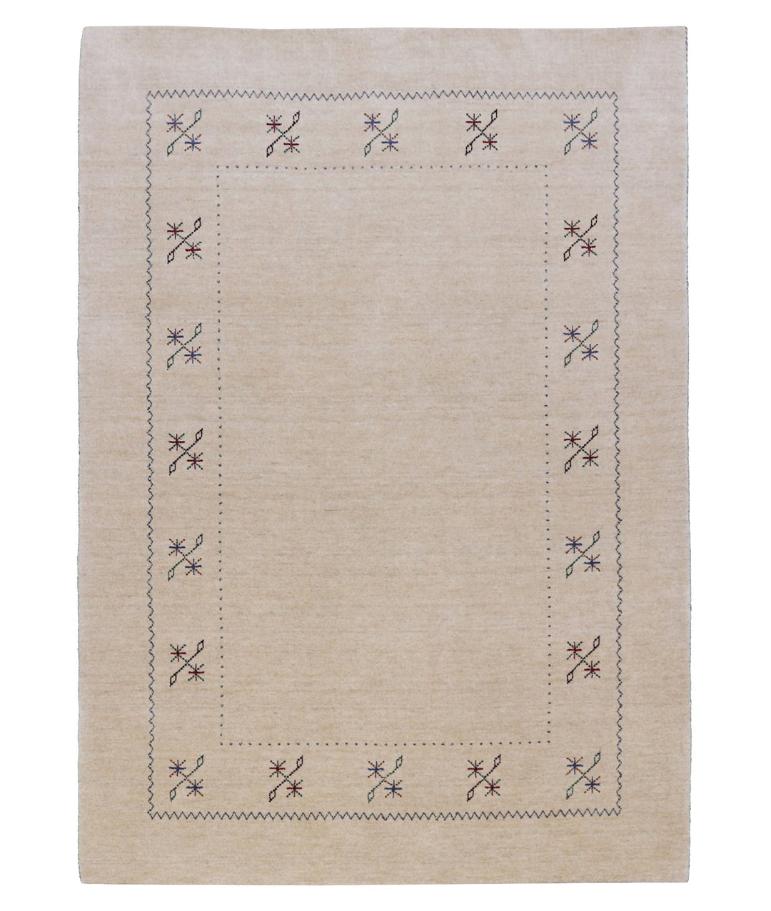 Beige Border Design Hand Loomed Wool Area Rug - The Rug Decor
