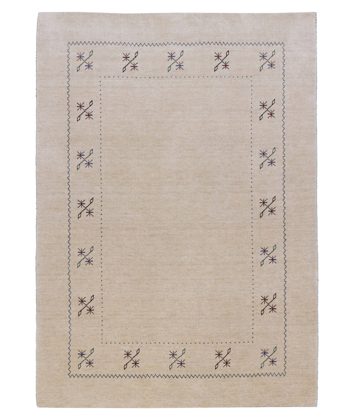 Beige Border Design Hand Loomed Wool Area Rug - The Rug Decor