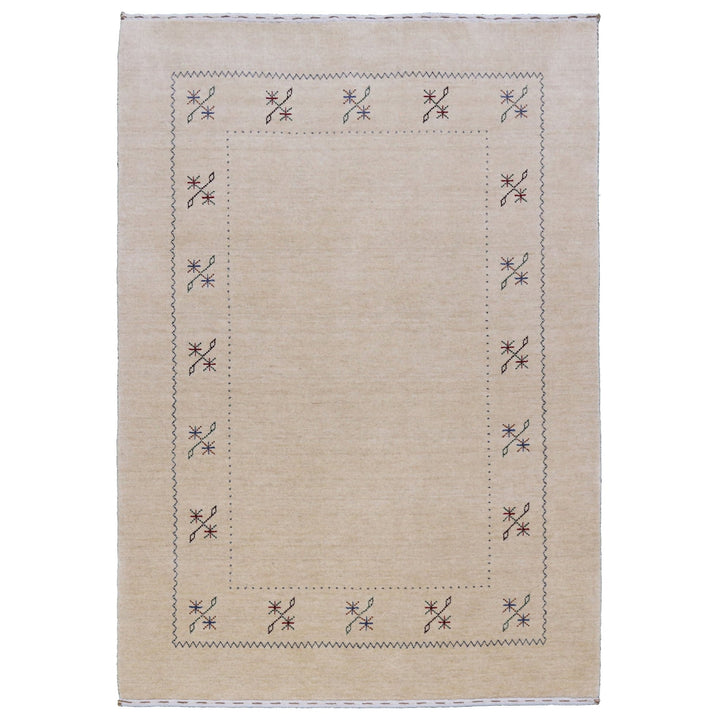 Beige Border Design Hand Loomed Wool Area Rug - The Rug Decor