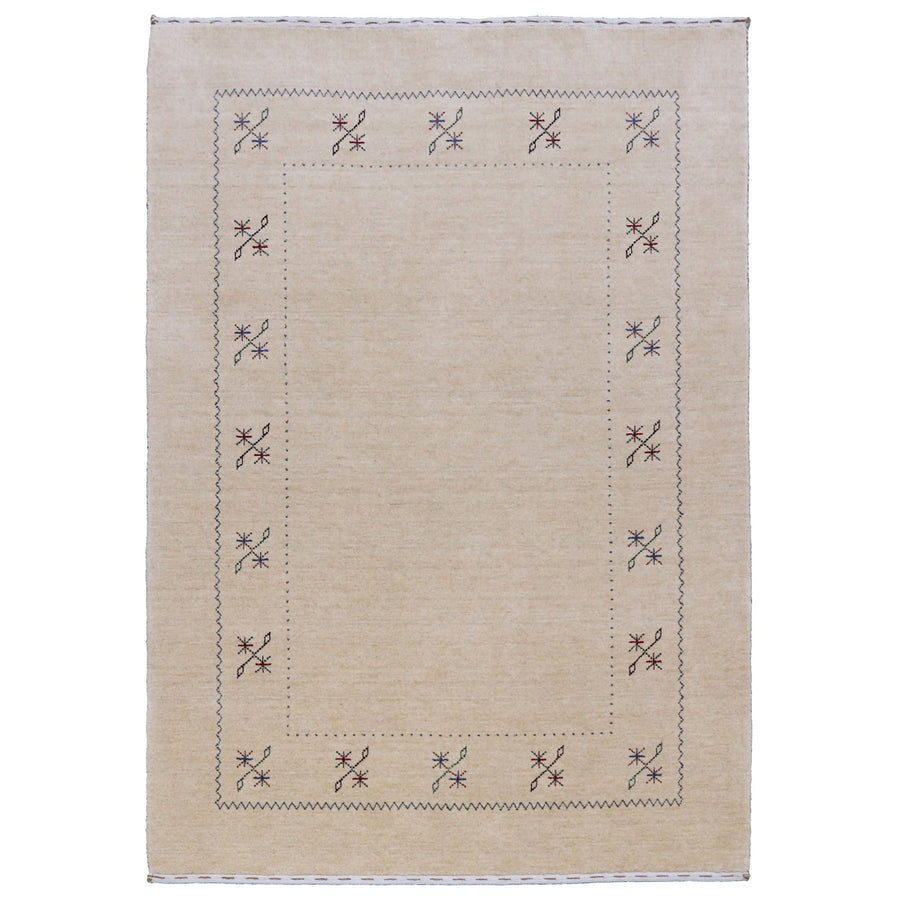 Beige Border Design Hand Loomed Wool Area Rug - The Rug Decor