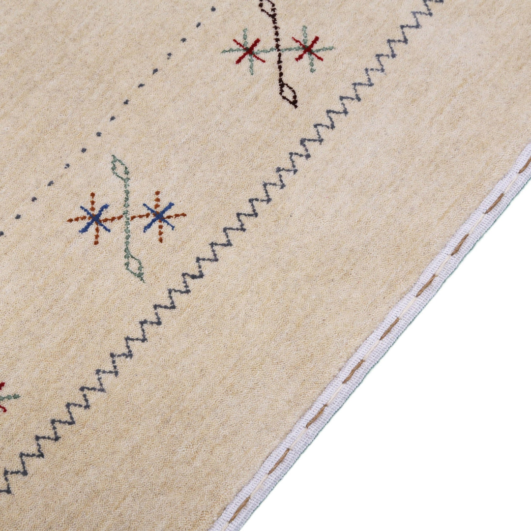 Beige Border Design Hand Loomed Wool Area Rug - The Rug Decor