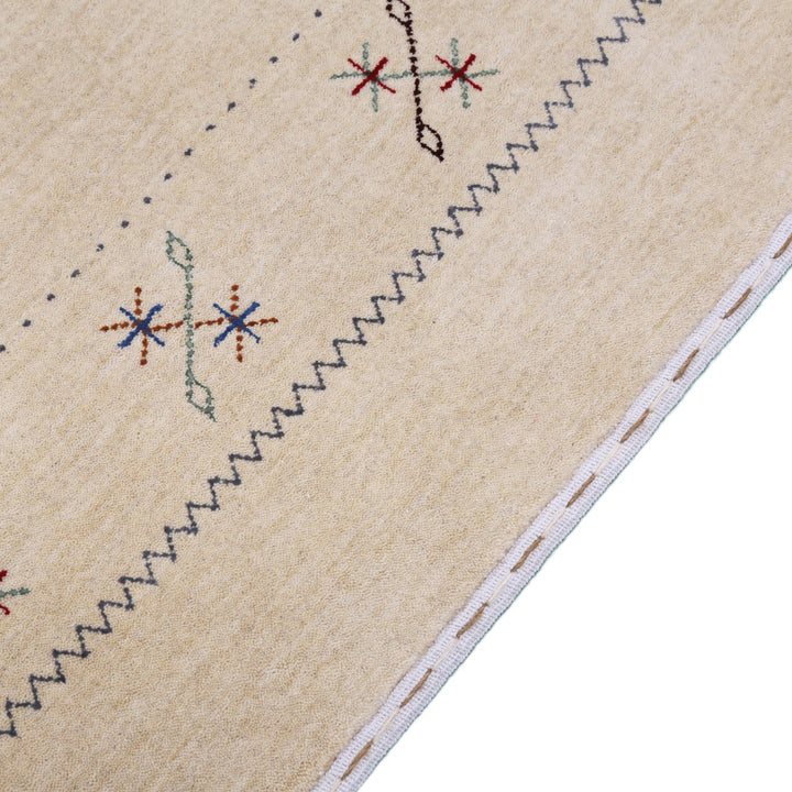 Beige Border Design Hand Loomed Wool Area Rug - The Rug Decor