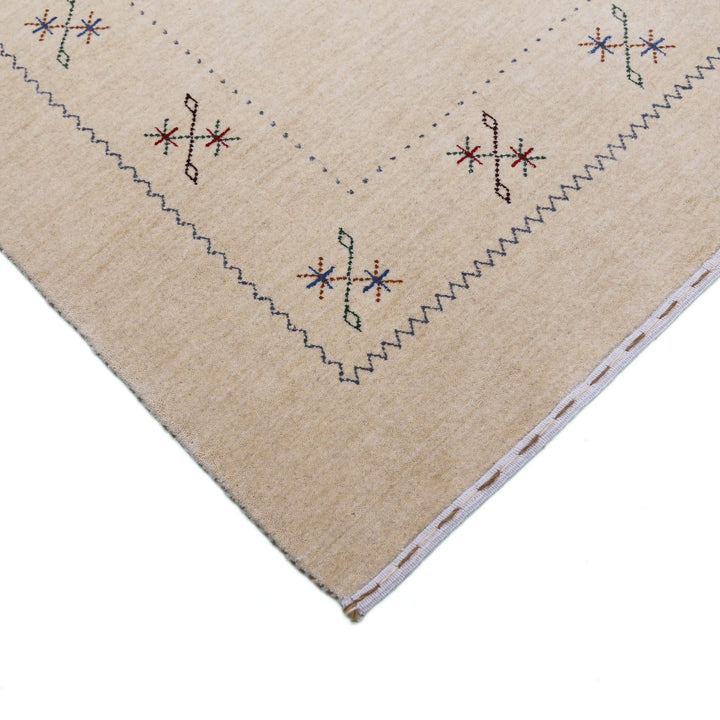 Beige Border Design Hand Loomed Wool Area Rug - The Rug Decor