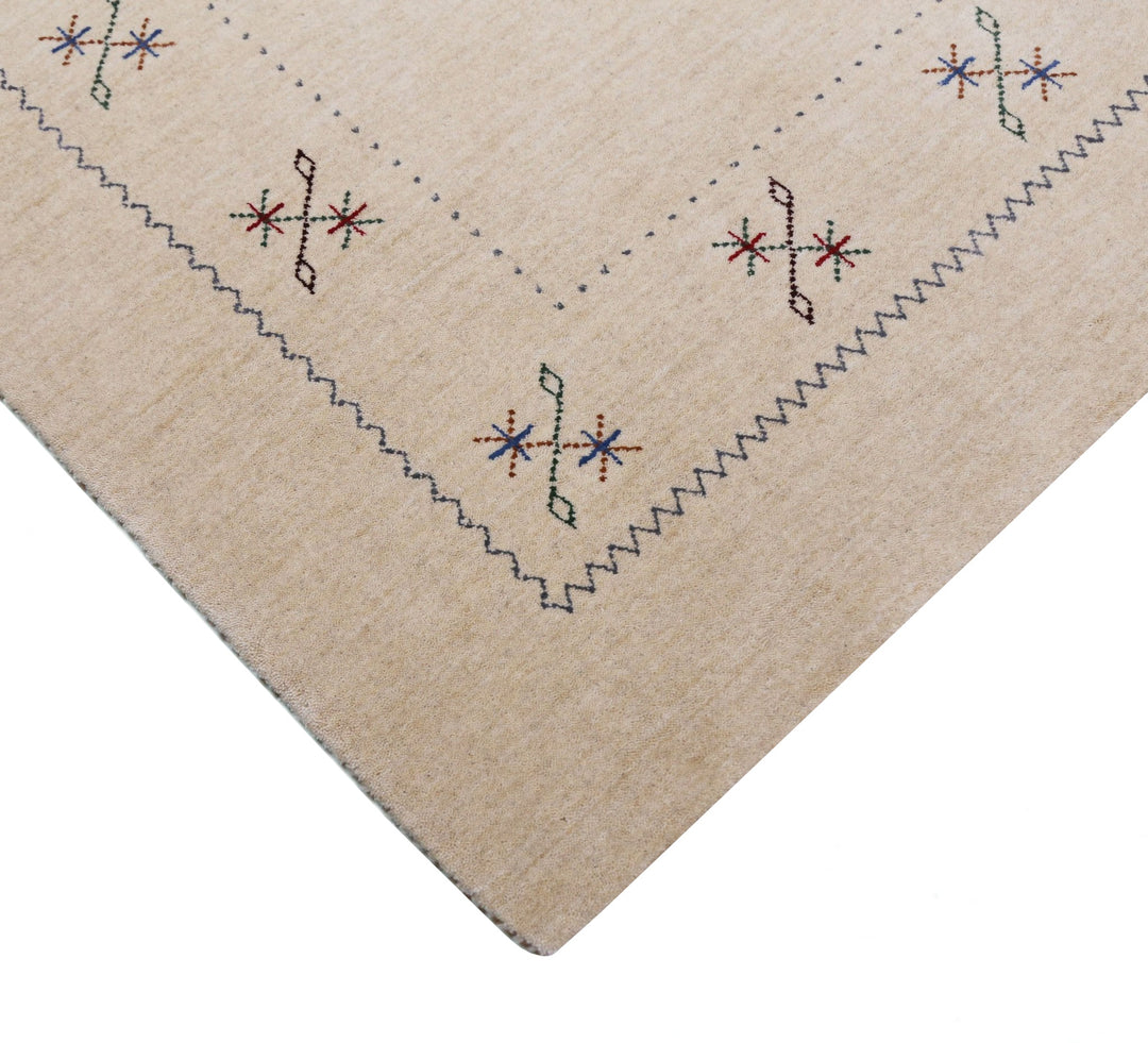 Beige Border Design Hand Loomed Wool Area Rug - The Rug Decor