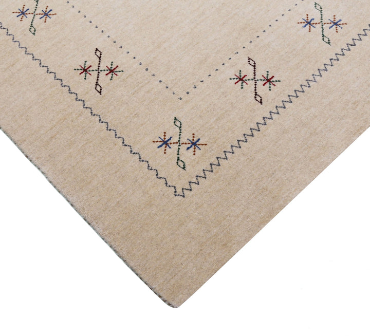 Beige Border Design Hand Loomed Wool Area Rug - The Rug Decor
