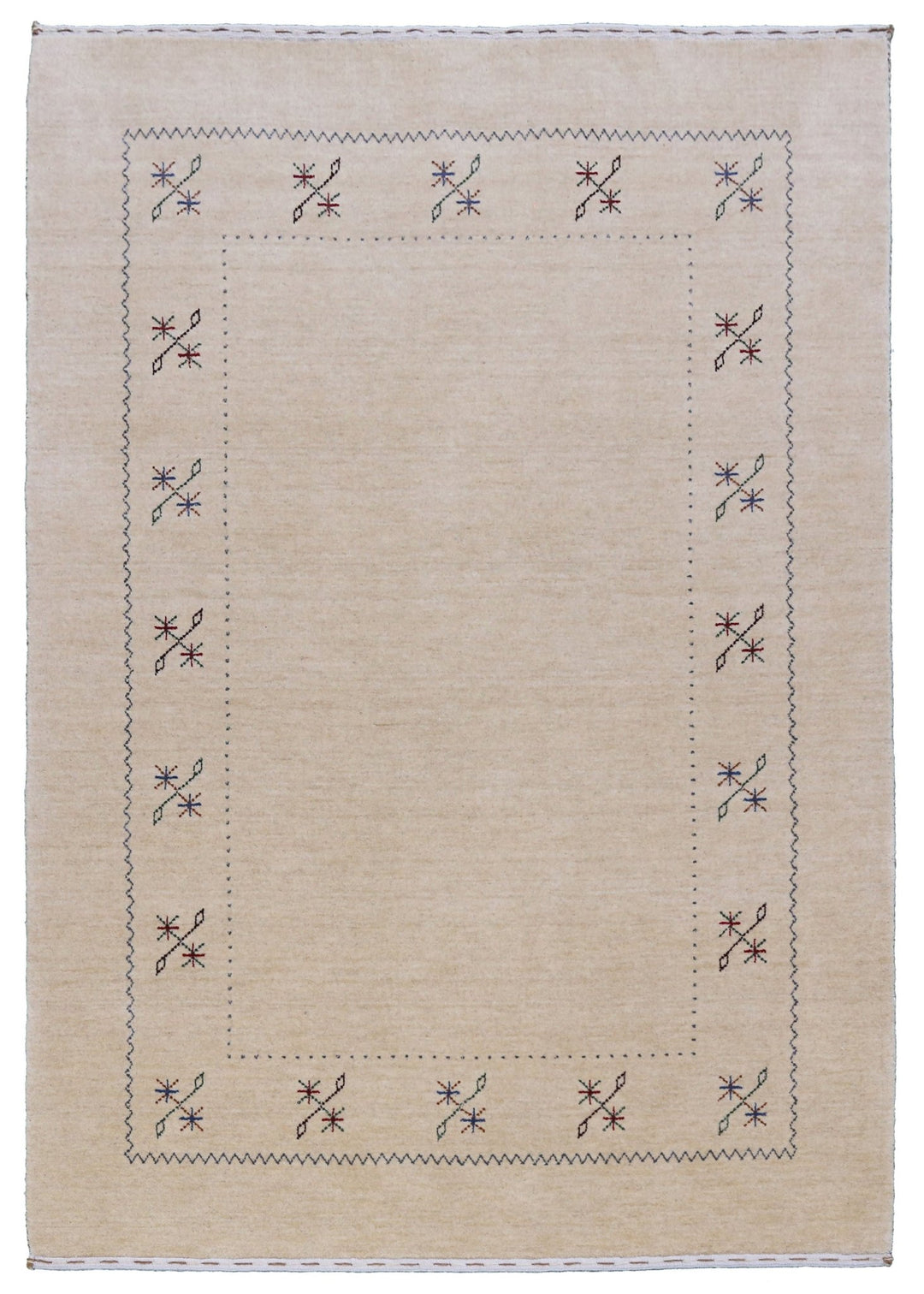 Beige Border Design Hand Loomed Wool Area Rug - The Rug Decor