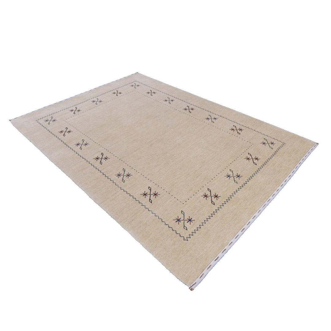 Beige Border Design Hand Loomed Wool Area Rug - The Rug Decor