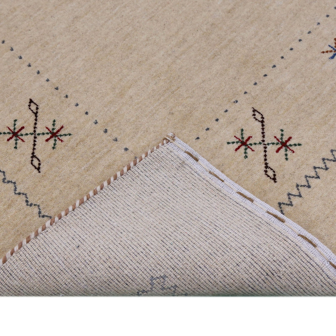 Beige Border Design Hand Loomed Wool Area Rug - The Rug Decor