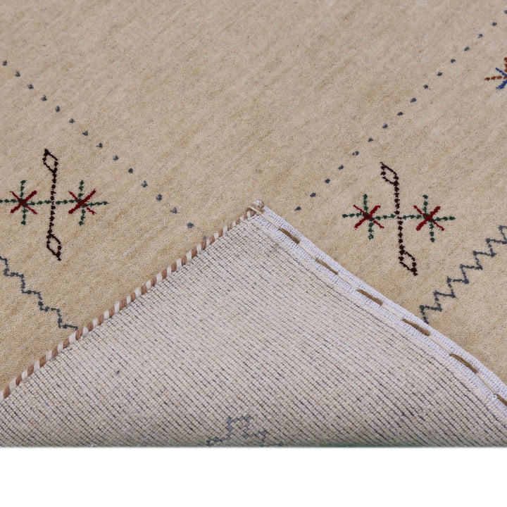 Beige Border Design Hand Loomed Wool Area Rug - The Rug Decor
