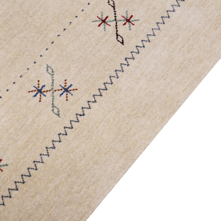 Beige Border Design Hand Loomed Wool Area Rug - The Rug Decor