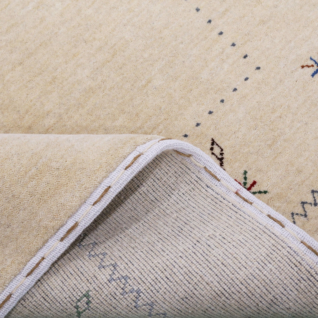 Beige Border Design Hand Loomed Wool Area Rug - The Rug Decor