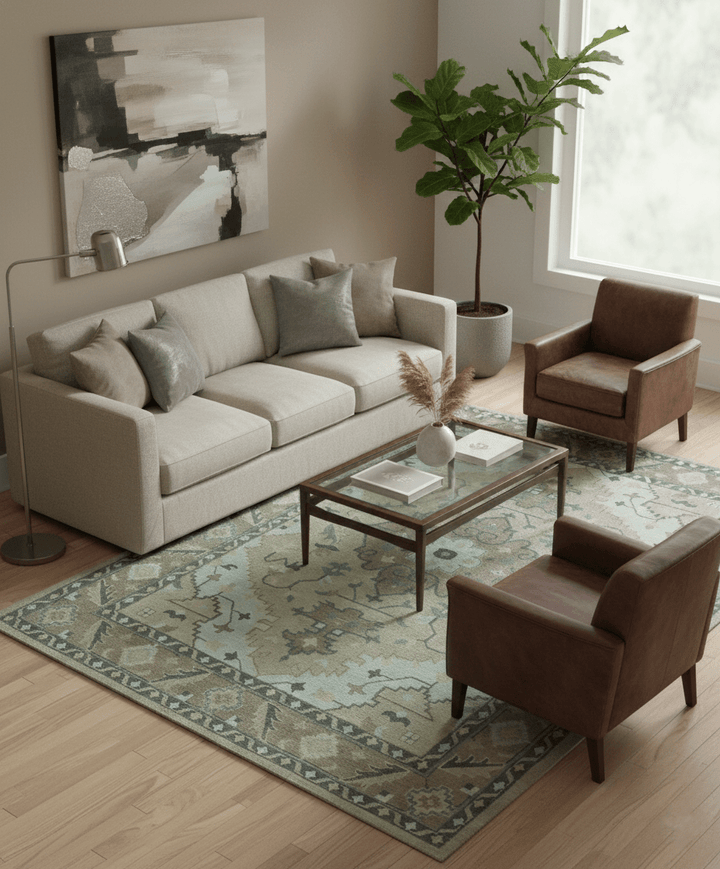 Beige, Brown and Silver Hand Knotted Traditional Multi size wool Area Rug - The Rug Decor