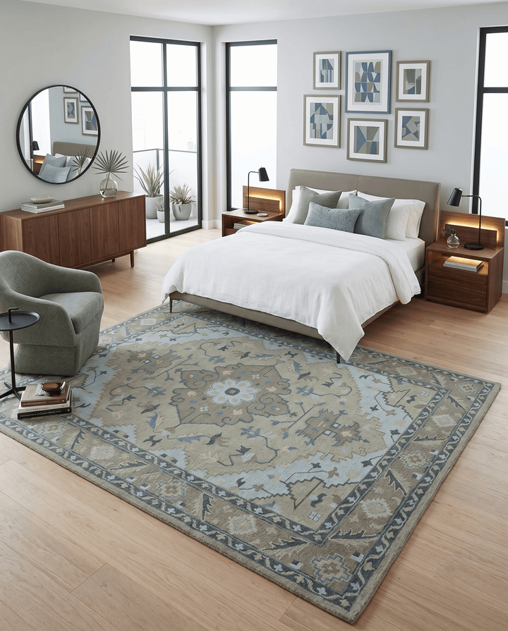 Beige, Brown and Silver Hand Knotted Traditional Multi size wool Area Rug - The Rug Decor