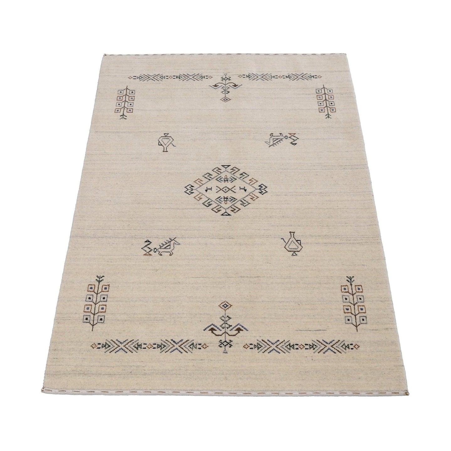 Beige Center Medallion Design Hand Loomed Wool Area Rug - The Rug Decor
