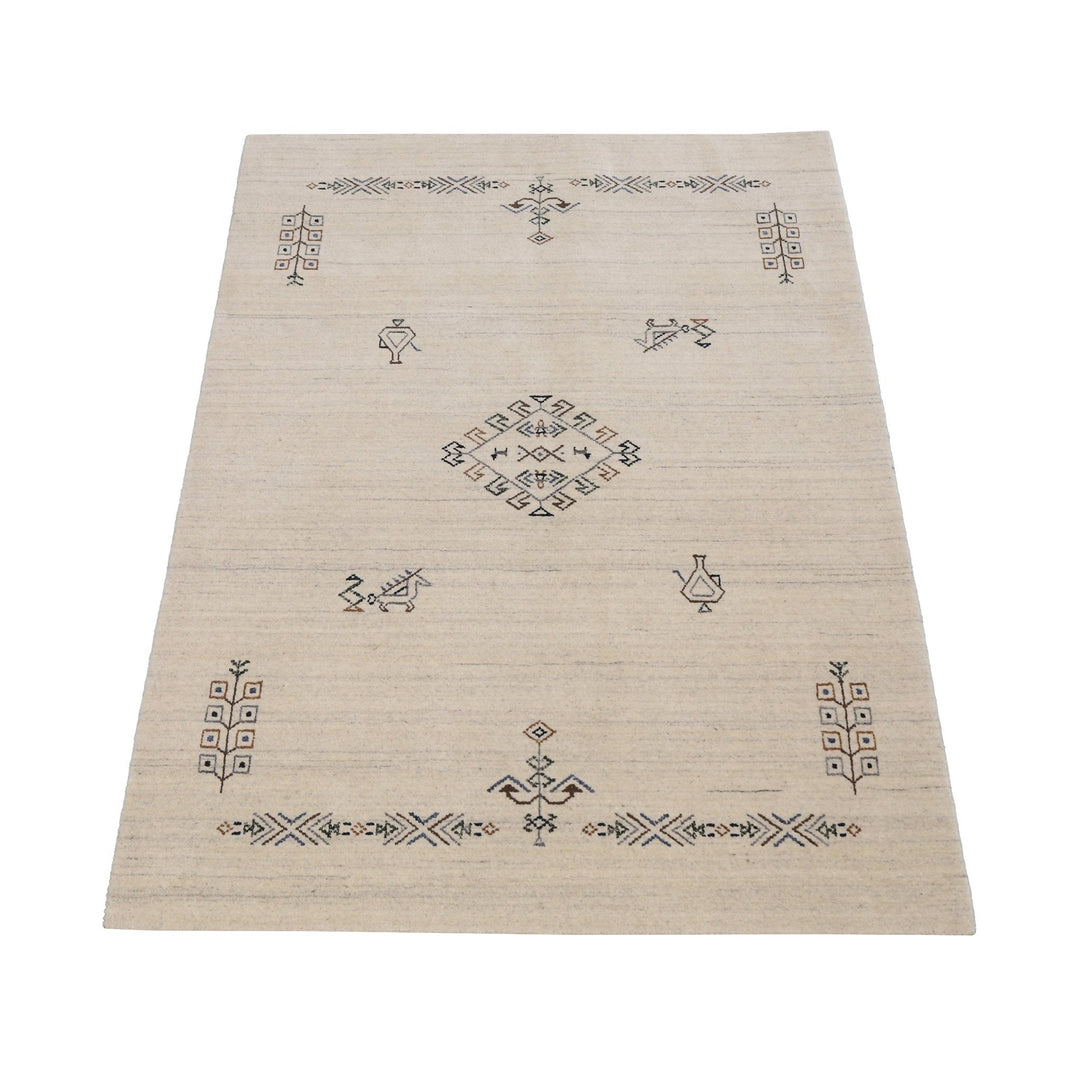 Beige Center Medallion Design Hand Loomed Wool Area Rug - The Rug Decor