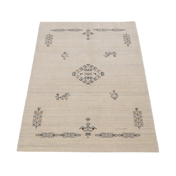 Beige Center Medallion Design Hand Loomed Wool Area Rug - The Rug Decor