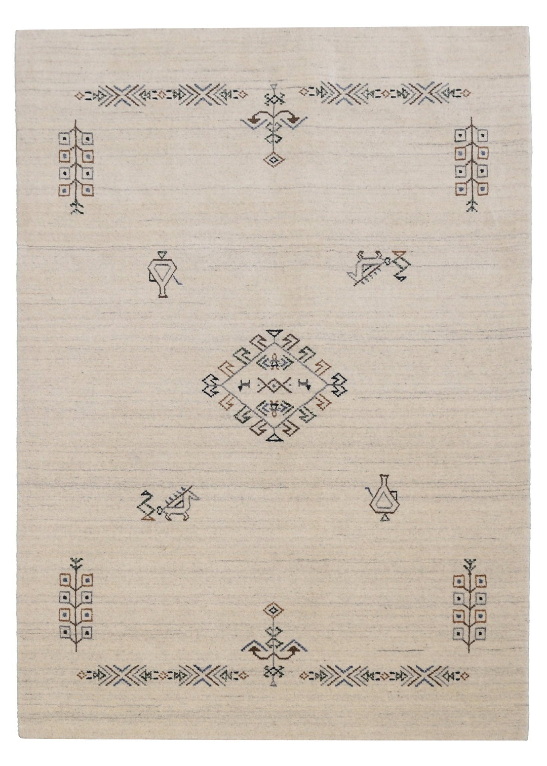 Beige Center Medallion Design Hand Loomed Wool Area Rug - The Rug Decor