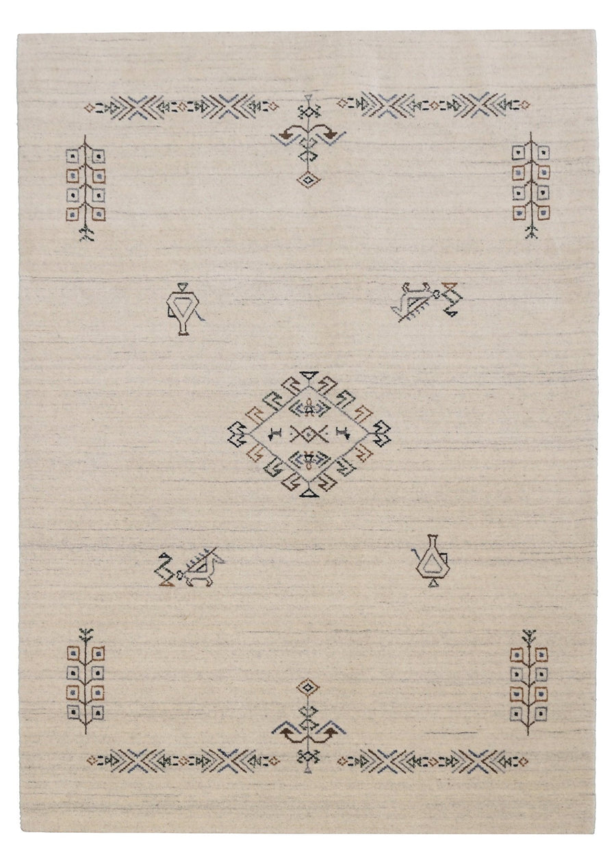Beige Center Medallion Design Hand Loomed Wool Area Rug - The Rug Decor