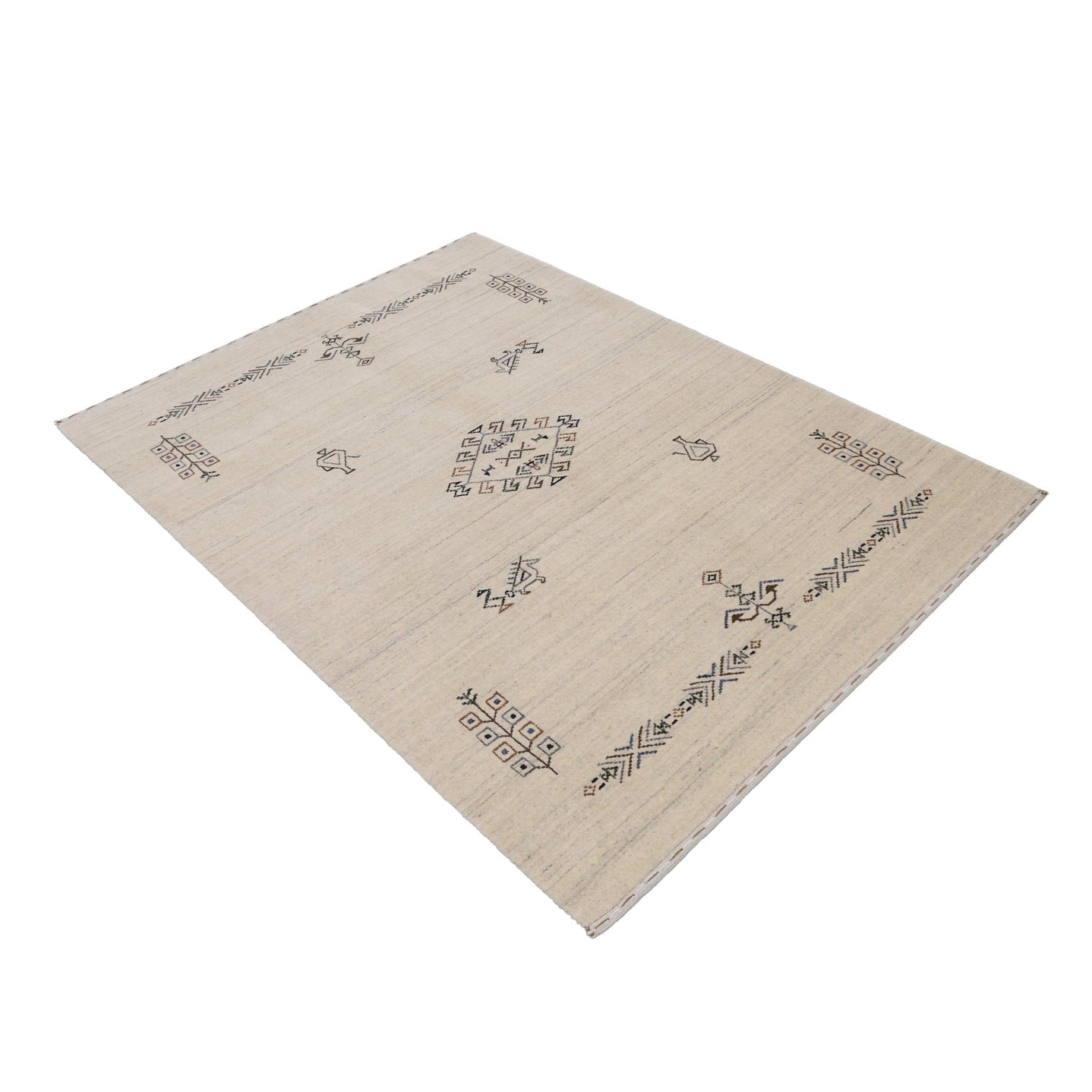 Beige Center Medallion Design Hand Loomed Wool Area Rug - The Rug Decor