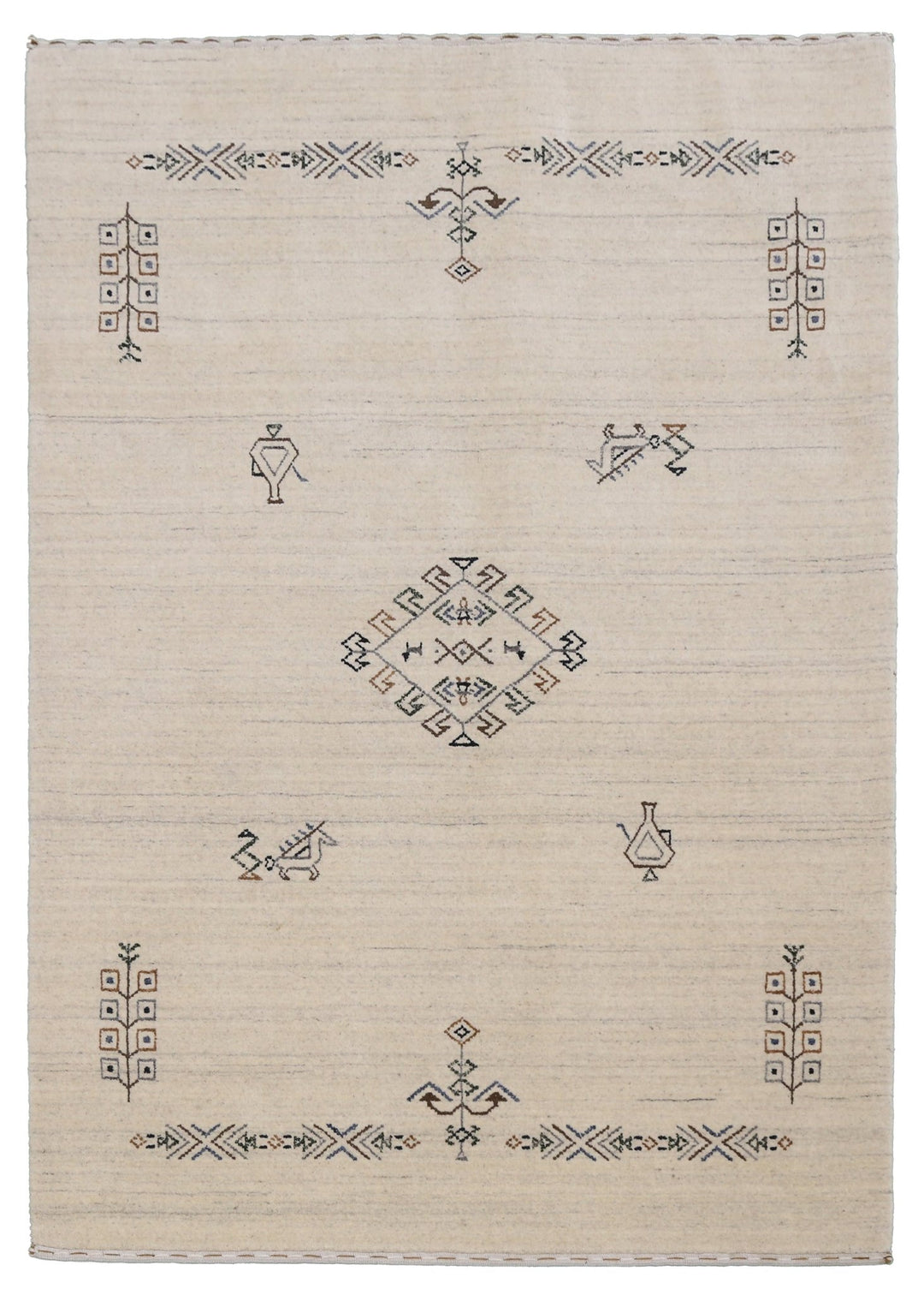 Beige Center Medallion Design Hand Loomed Wool Area Rug - The Rug Decor