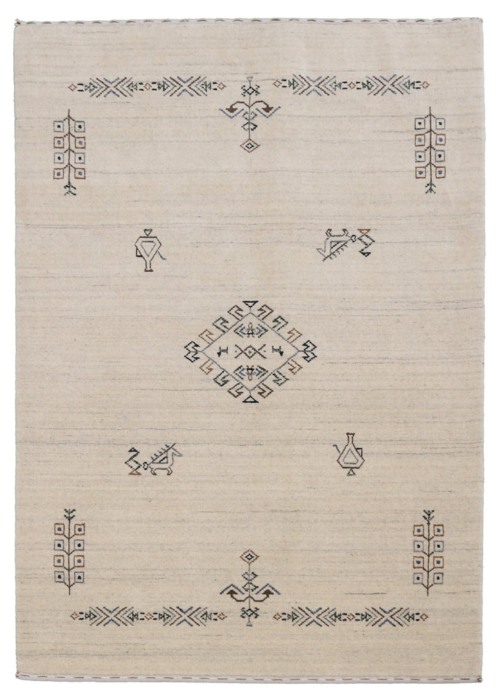 Beige Center Medallion Design Hand Loomed Wool Area Rug - The Rug Decor