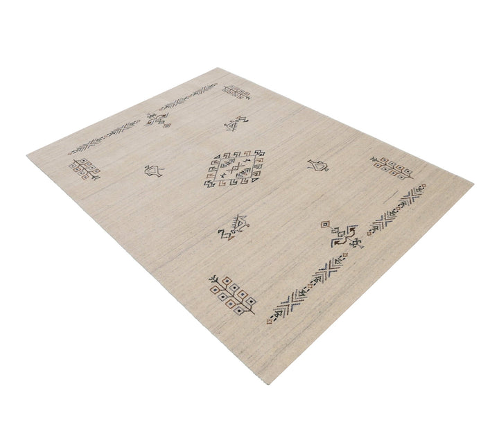 Beige Center Medallion Design Hand Loomed Wool Area Rug - The Rug Decor