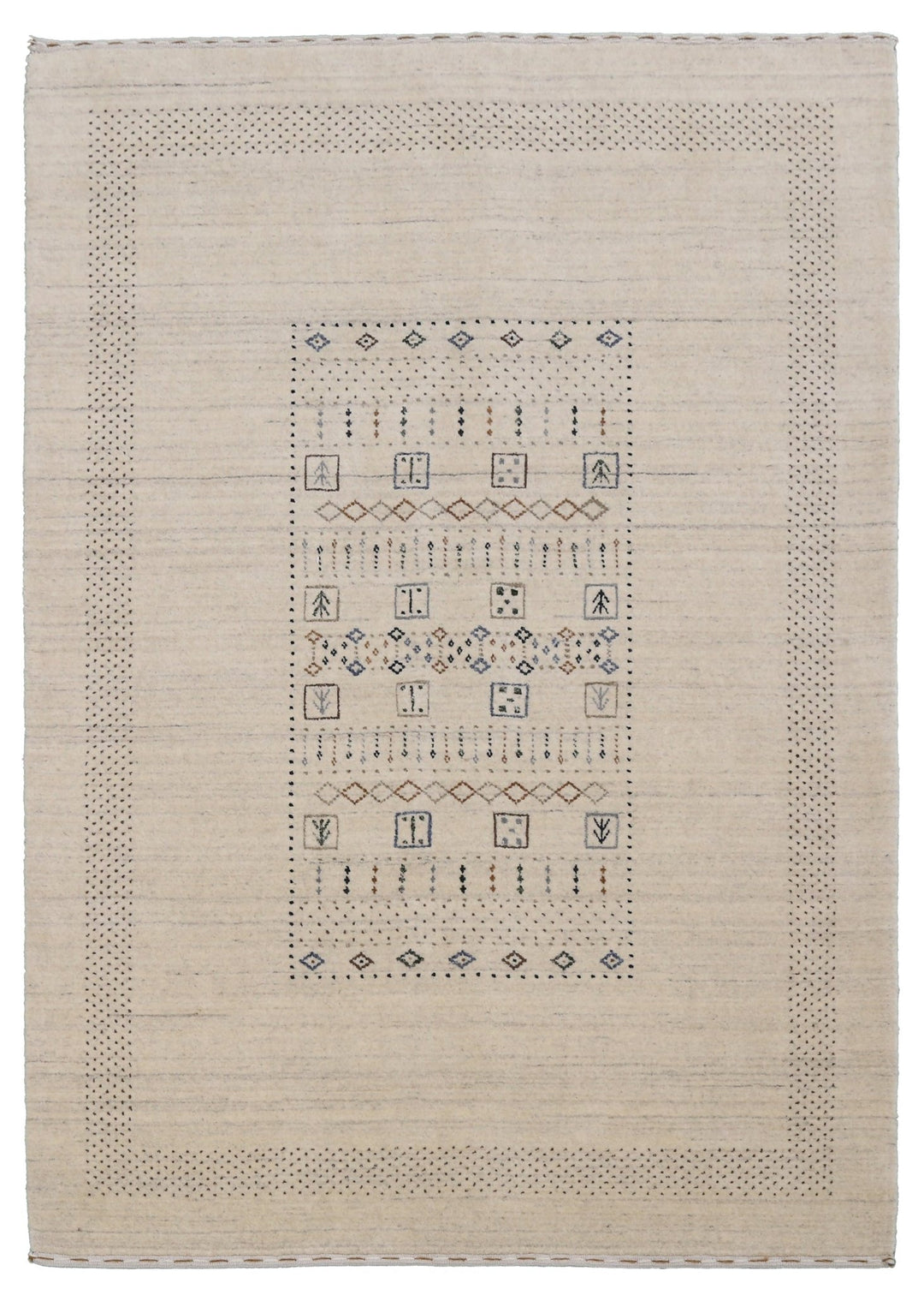 Beige Center Pattern Design Hand Loomed Wool Area Rug - The Rug Decor