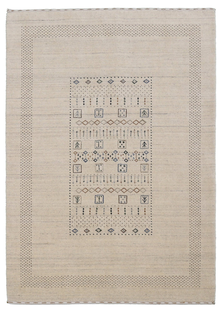 Beige Center Pattern Design Hand Loomed Wool Area Rug - The Rug Decor