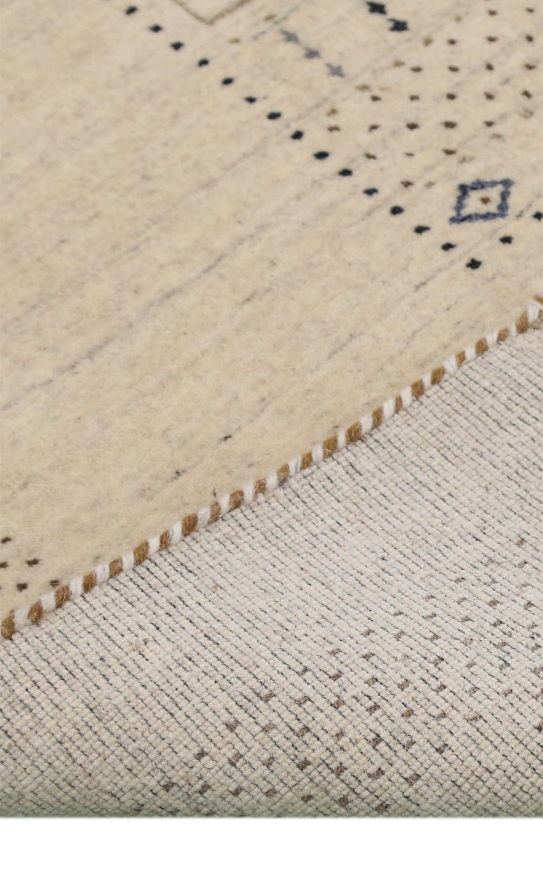 Beige Center Pattern Design Hand Loomed Wool Area Rug - The Rug Decor