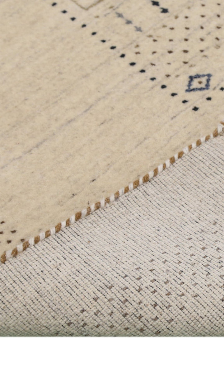 Beige Center Pattern Design Hand Loomed Wool Area Rug - The Rug Decor