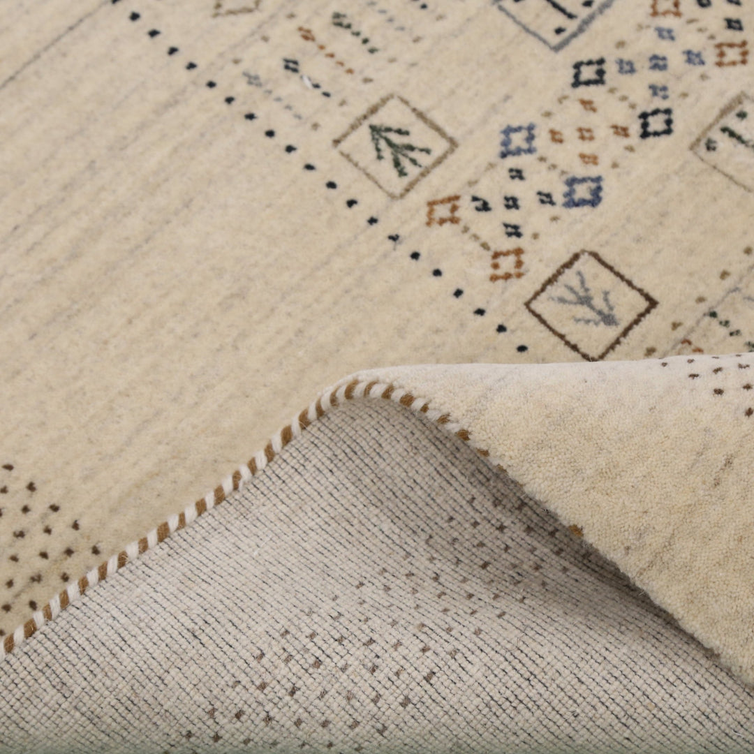 Beige Center Pattern Design Hand Loomed Wool Area Rug - The Rug Decor