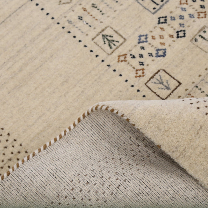 Beige Center Pattern Design Hand Loomed Wool Area Rug - The Rug Decor