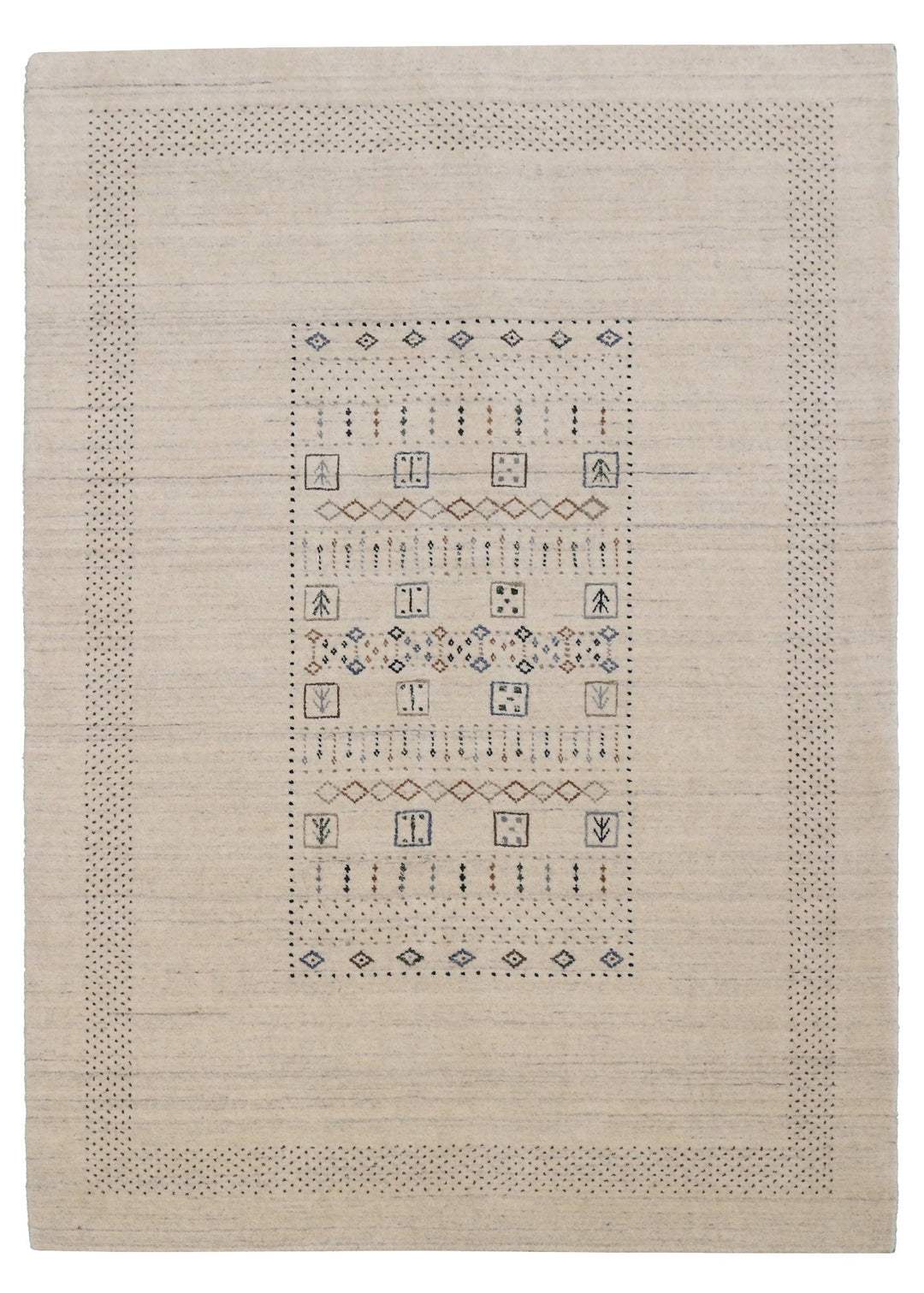 Beige Center Pattern Design Hand Loomed Wool Area Rug - The Rug Decor