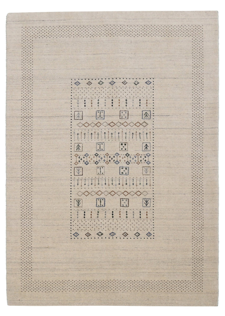Beige Center Pattern Design Hand Loomed Wool Area Rug - The Rug Decor