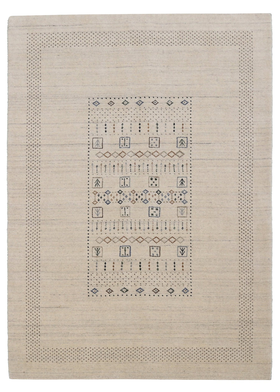 Beige Center Pattern Design Hand Loomed Wool Area Rug - The Rug Decor
