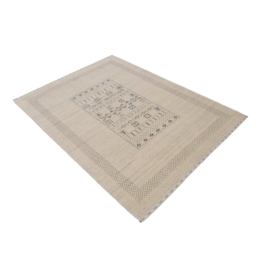 Beige Center Pattern Design Hand Loomed Wool Area Rug - The Rug Decor