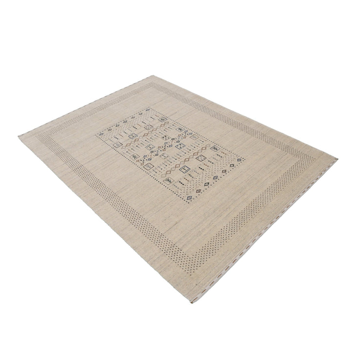 Beige Center Pattern Design Hand Loomed Wool Area Rug - The Rug Decor