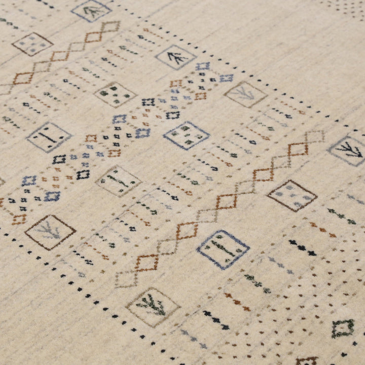 Beige Center Pattern Design Hand Loomed Wool Area Rug - The Rug Decor