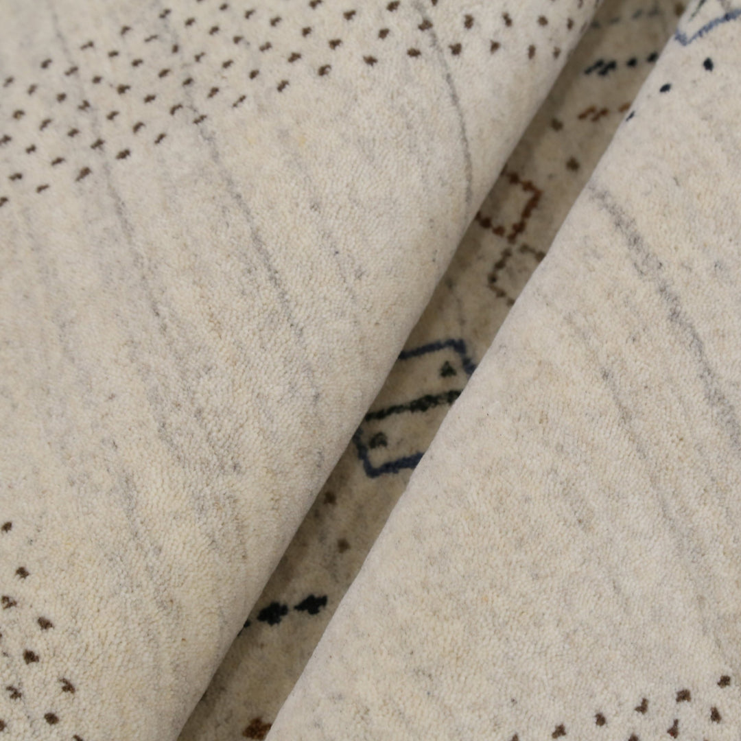 Beige Center Pattern Design Hand Loomed Wool Area Rug - The Rug Decor