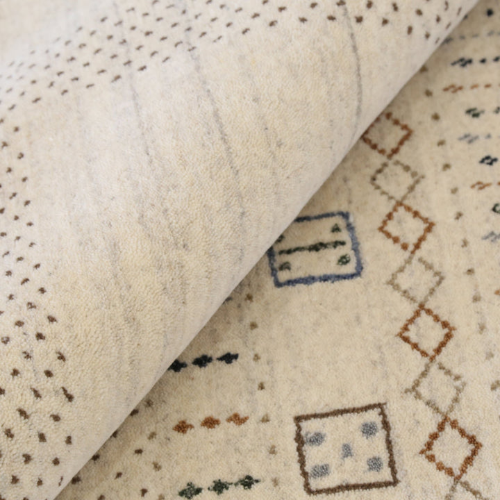Beige Center Pattern Design Hand Loomed Wool Area Rug - The Rug Decor