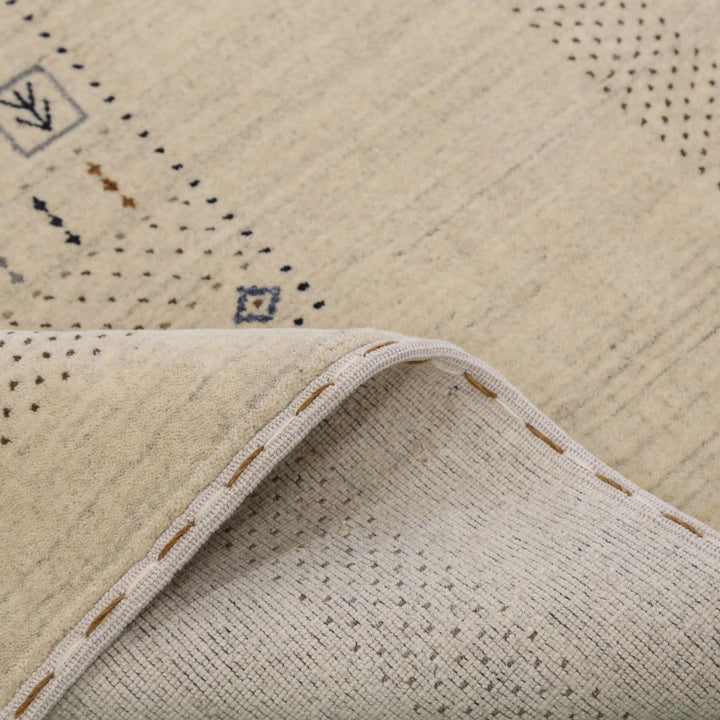 Beige Center Pattern Design Hand Loomed Wool Area Rug - The Rug Decor