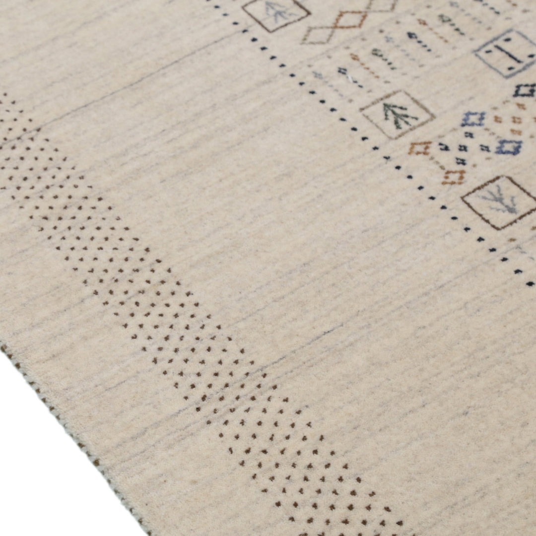 Beige Center Pattern Design Hand Loomed Wool Area Rug - The Rug Decor