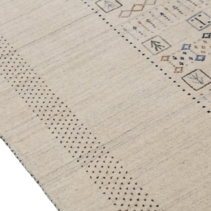Beige Center Pattern Design Hand Loomed Wool Area Rug - The Rug Decor